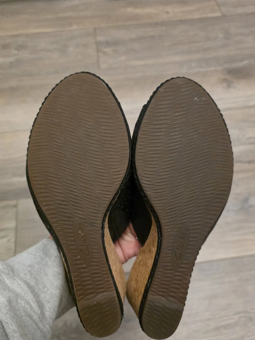 Clarks Women's Black Perforated Slip-On Sandals